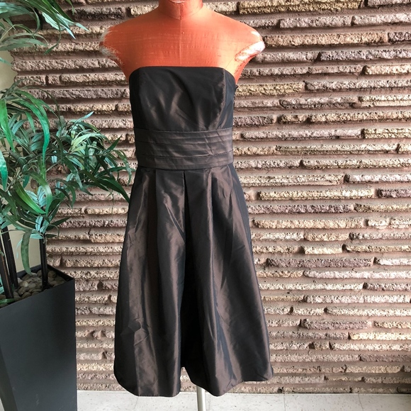 Ann Taylor Dresses & Skirts - Ann Taylor Brown Sateen Strapless Flirty Dress